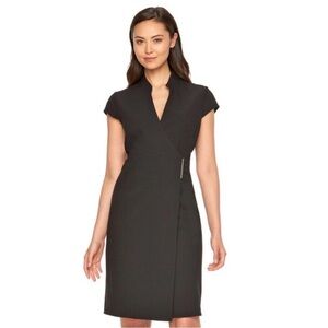 Calvin Klein | 8 | Elegant Black Lined Work Attire Dress Wrap Coat Cap Sleeve